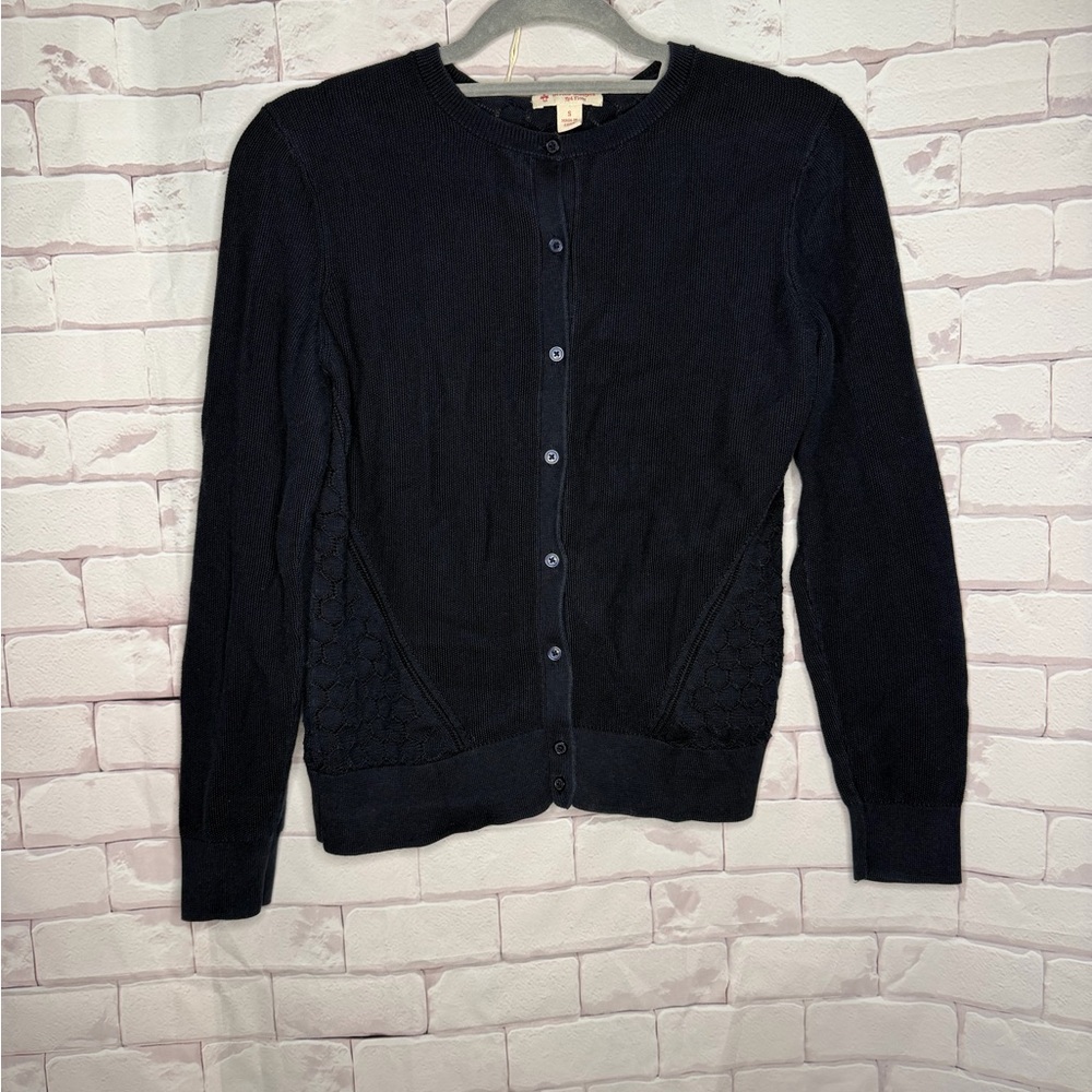 Brooks Brothers Red Fleece Knit Navy Cardigan Sweater Women's Small‎ Button Up